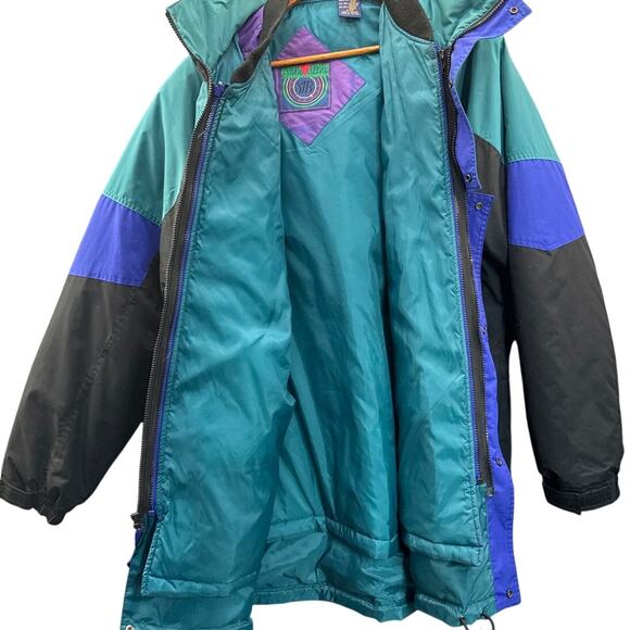 SJB St Johns Bay Vintage 90s Green Black Ski Jacket Plush Winter Coat Men Large - Picture 7 of 11